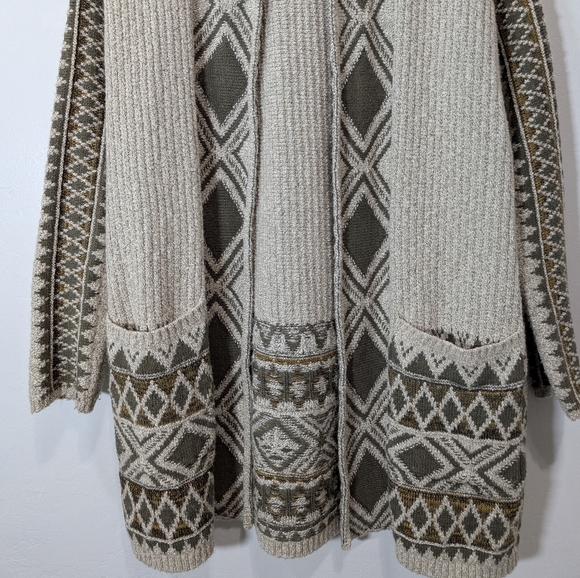 Lucky Brand Women's Green Cream Patterned Cardigan Sweater  XS/S Cotton Blend - Picture 4 of 13